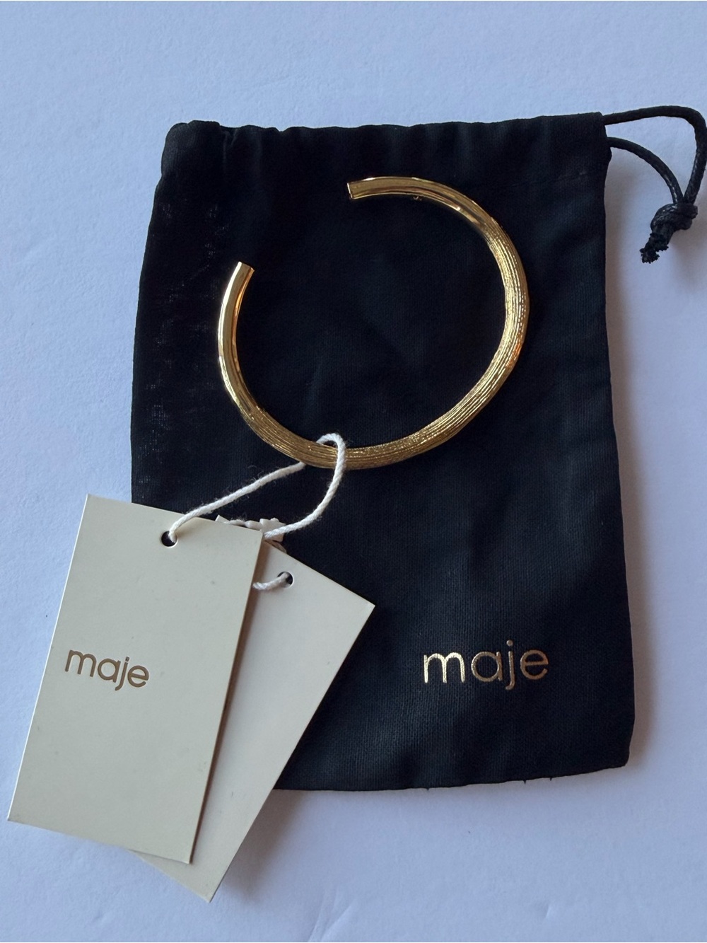 Maje Paris Weekly Gold Open Cuff Bangle Bracelet - Sz sm/med (6-6.5)